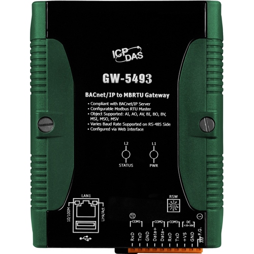 Gateway BACnet/IP Servidor a Modbus TCP Cliente: GW-5493