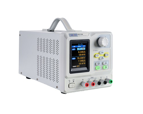 Fuente de poder DC Lineal programable de alta precisión de 1 canal con potencia máxima de salida 128 W, rango de voltaje 0 ~16V y corriente 0 ~ 8 A.