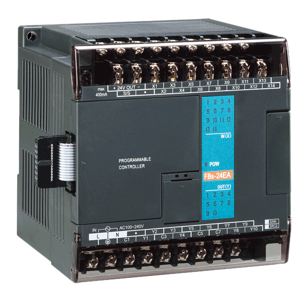 FBS-24EAT: PLC con 24 Variables de E/S: 14 entradas digitales y 10 Salidas de Transistor 