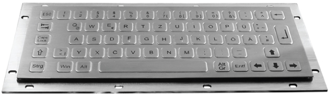 LBKB35008 - Teclado industrial en español con 64 teclas (no incluye teclas de funciones ni teclado numérico), para montaje en superficie por la parte posterior con terminado en acero inoxidable 304, interfaz USB, protección NEMA 4X IP65.