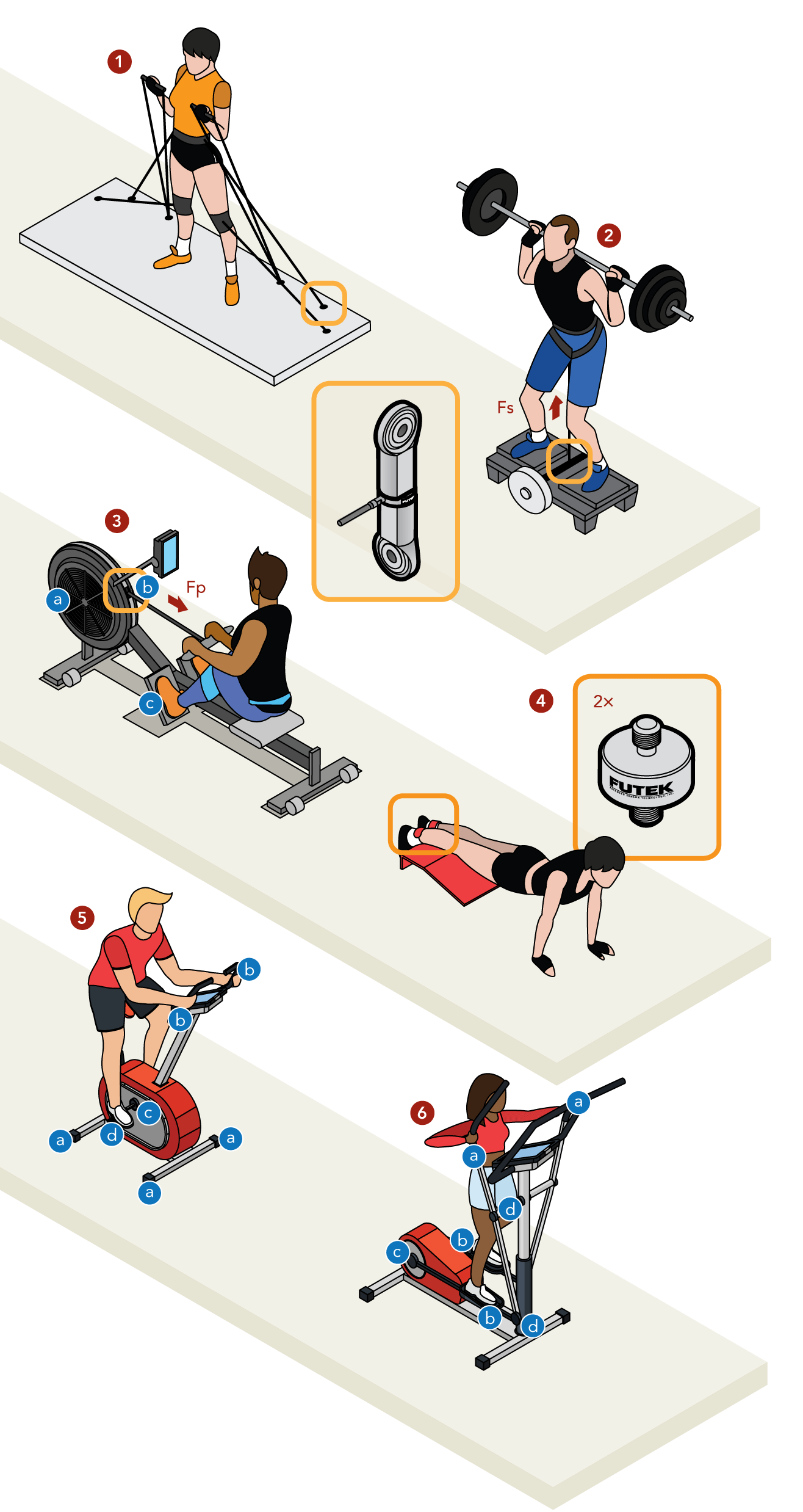 Sensores de peso para equipos de entrenamiento de gimnasio