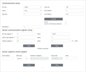 La Herramienta de configuración del sensor consta de 3 párrafos