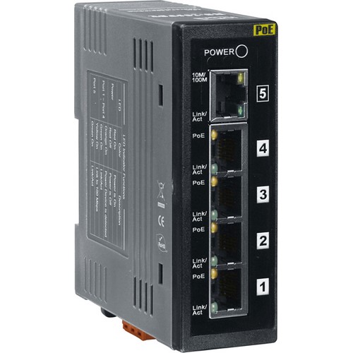 NS-205PSE Switch Ethernet Industrial de 5 puertos, soporta 4 puertos PoE