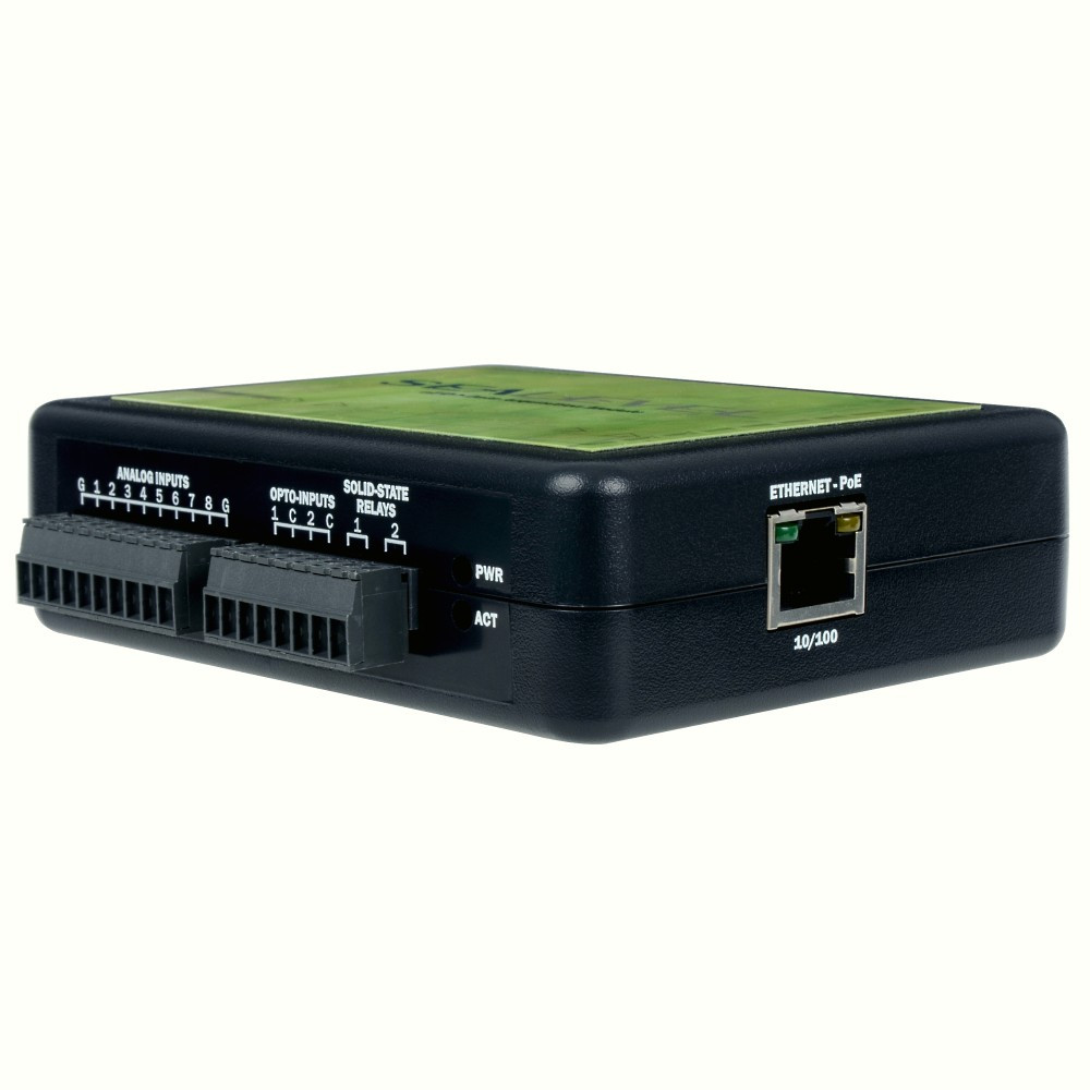 Módulo Ethernet a 8 A/D, 2 entradas de contacto seco ópticamente aisladas, 2 salidas de rel&eactue; de estado sólido, adaptador de E/S multifunción 170PoE