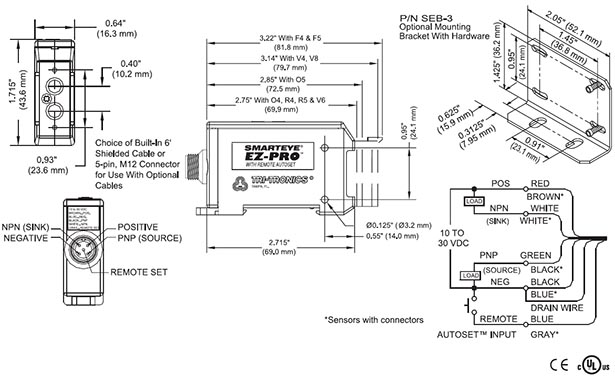 Sensores de contraste fotoeléctricos Tri-tronics EZPRCF4